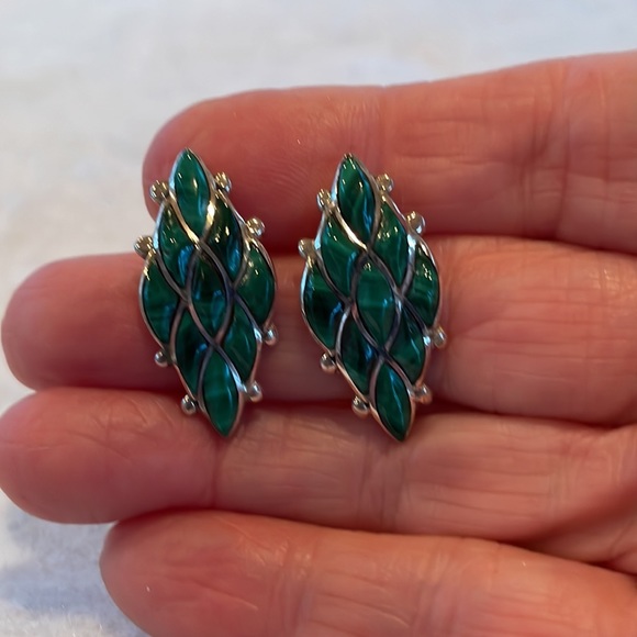 Green Jasper Sterling Earrings - Picture 1 of 5